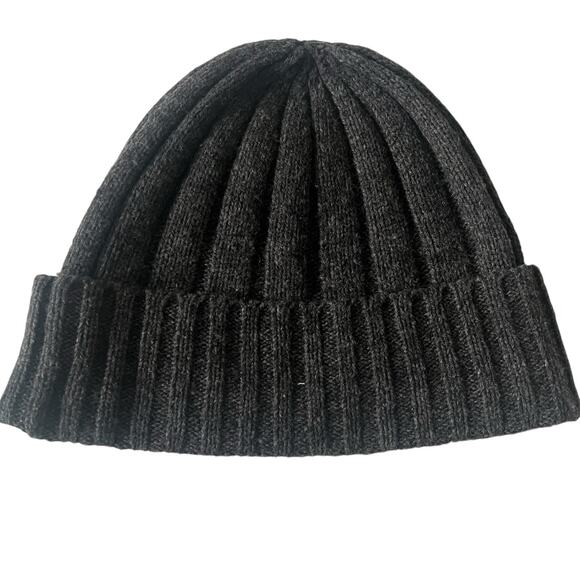 Polo Ralph Lauren Beanie Hat Unisex Men's Gray Wool Blend Ribbed Knit Black OS - Picture 2 of 4